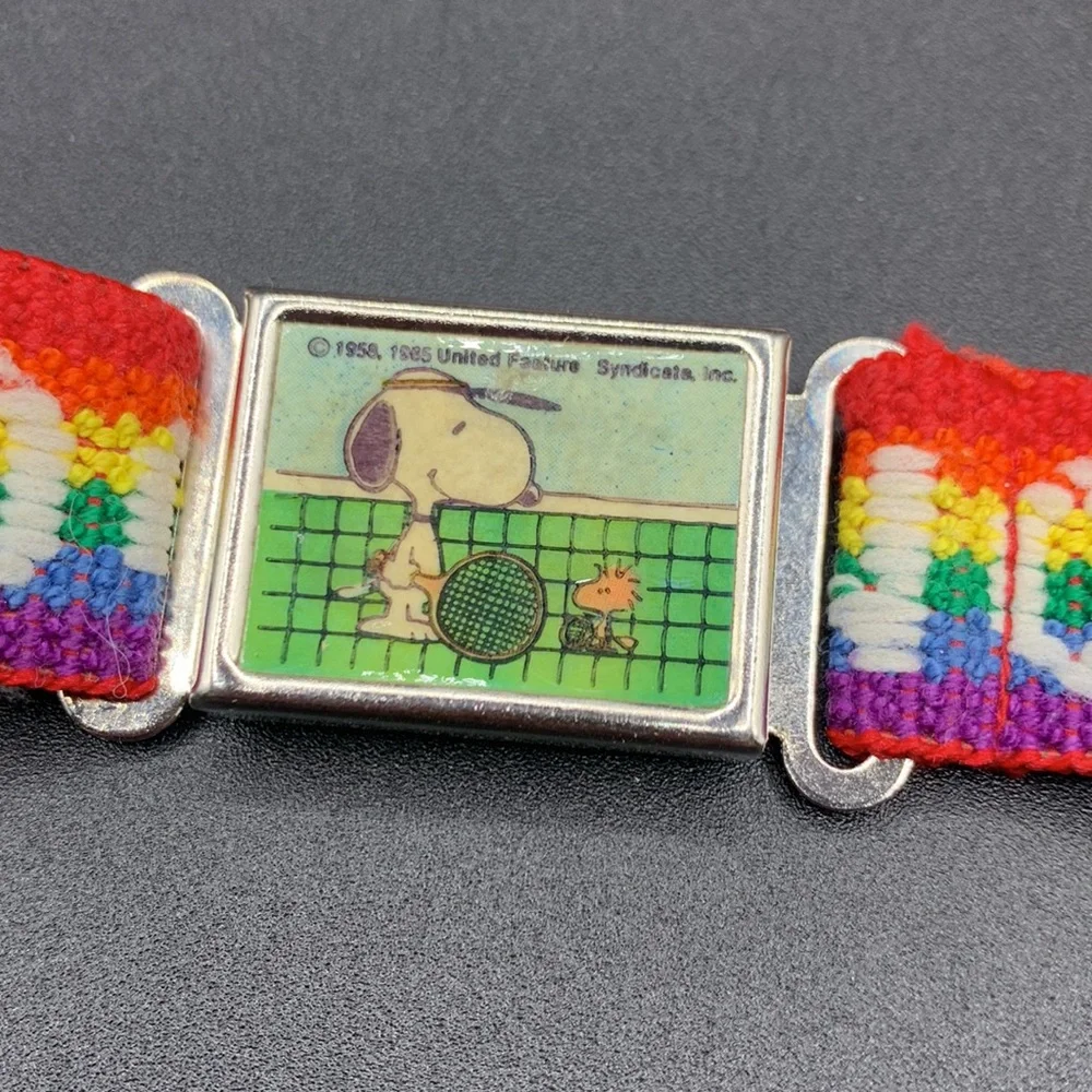 Vintage Snoopy Tennis Ping Pong Adjustable Elastic Stretch Belt Magnetic Closure